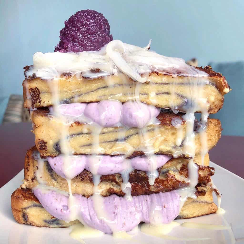 UBE french toast at Truffles N Bacon Cafe