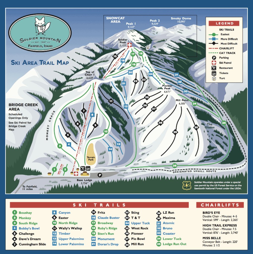 Soldier Mountain Ski Resort Trail Map